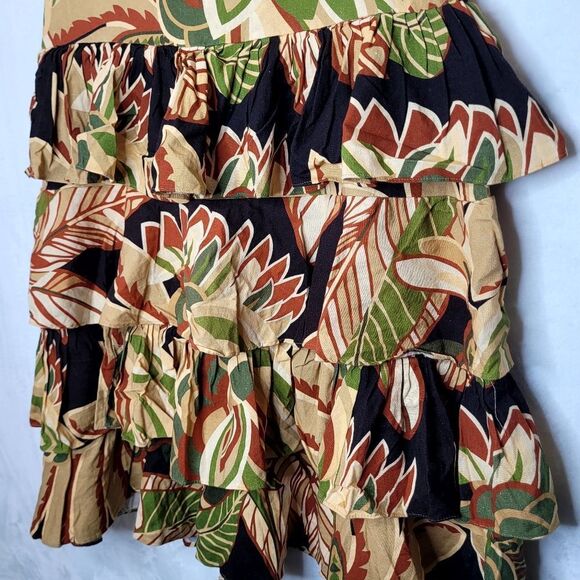Zara 2Pc Multicolor Floral Ruffle Linen Blend Skirt Set Size Medium - Picture 4 of 16